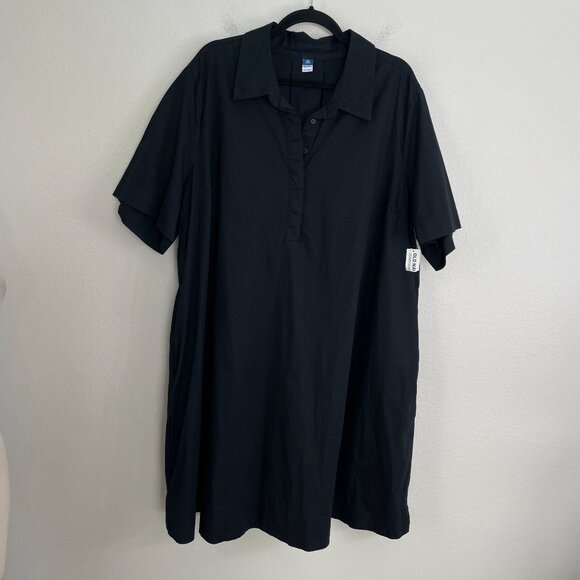 NEW Old Navy Womens Plus XXL Tall Black Short Sleeve Shirt Dress Pockets - Picture 8 of 11